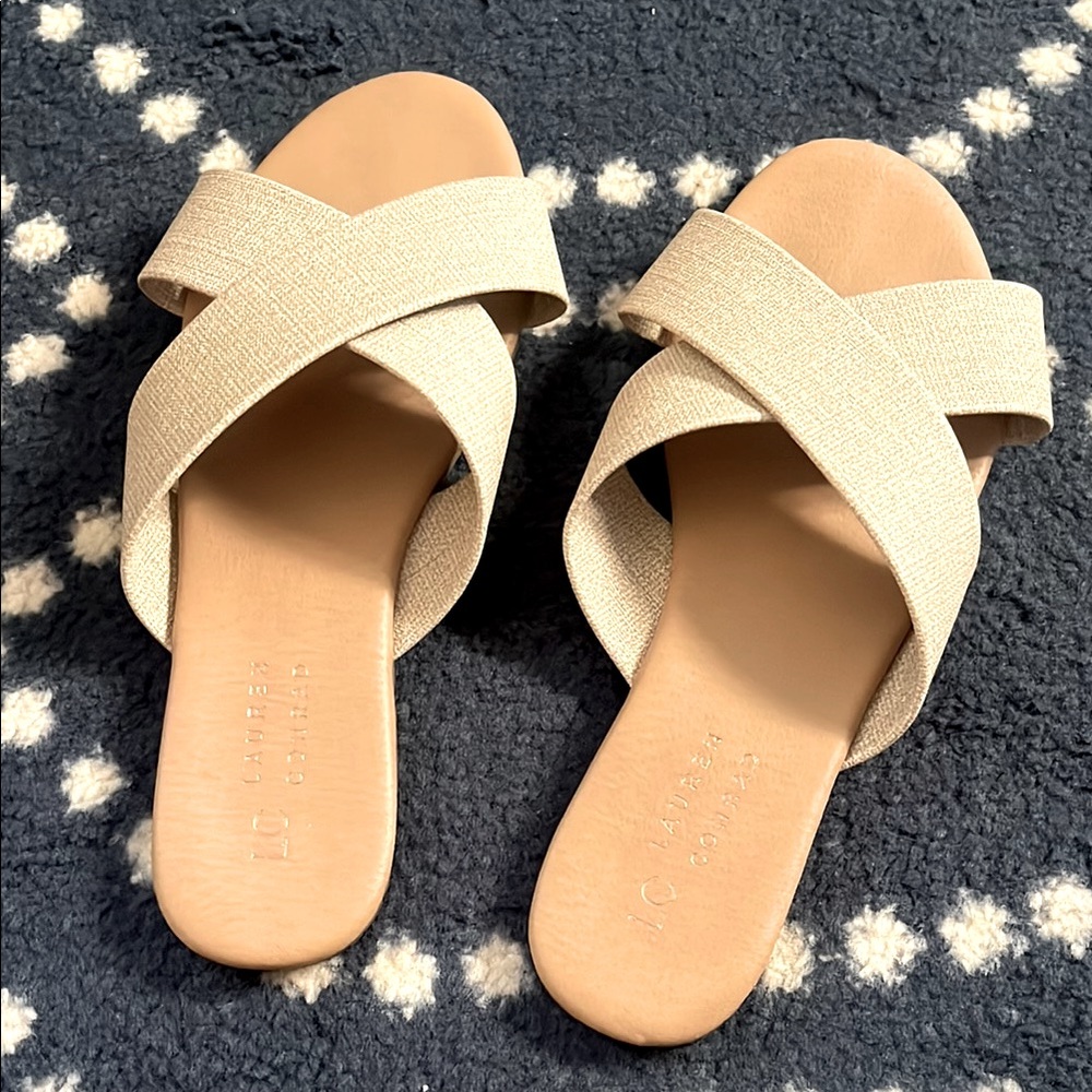 Lauren Conrad cross Tan Sandals
